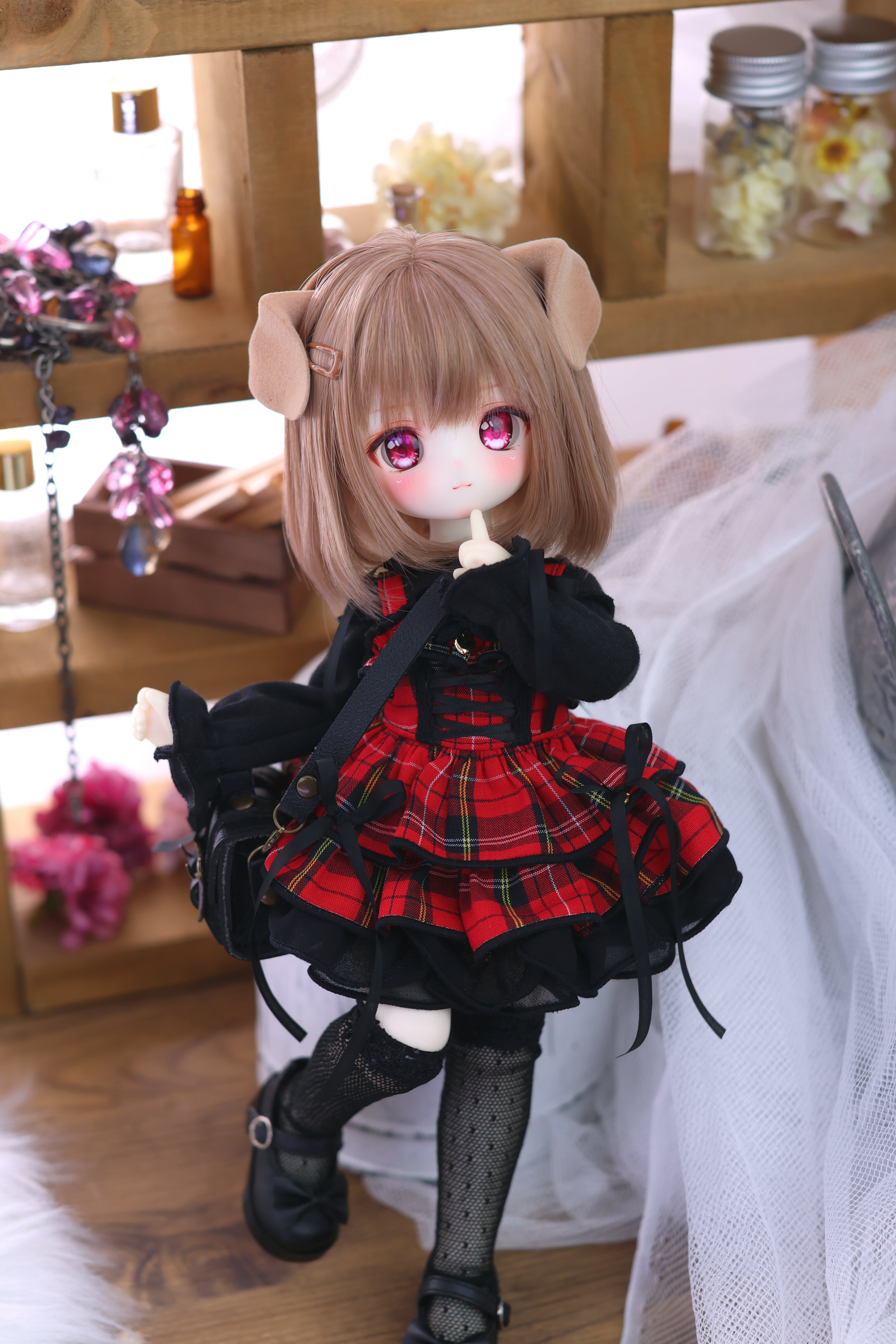 Off-shoulder dress(Red)｜1/6 TinyFox