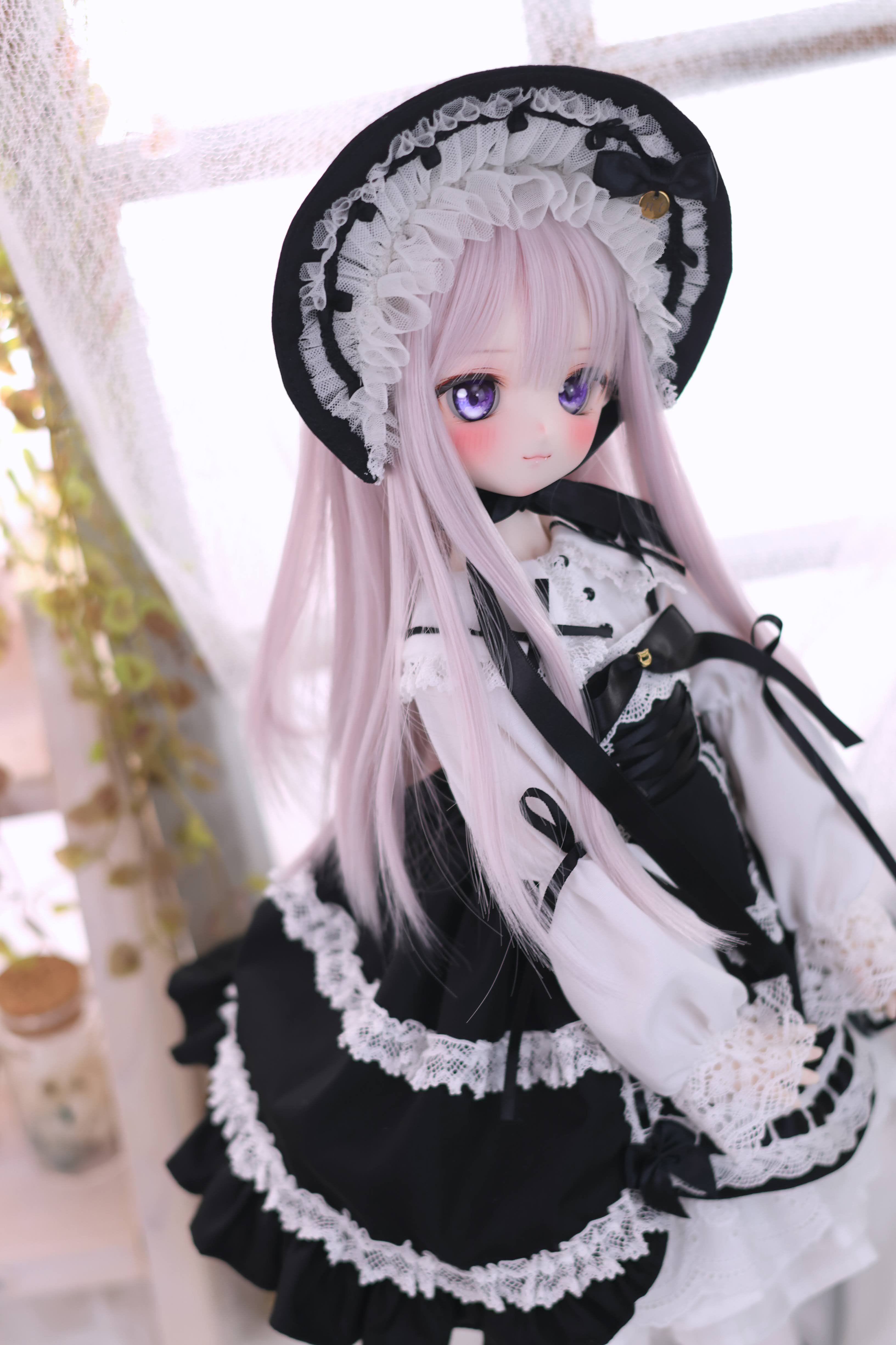 懐古ロリィタ ボンネット単品（黒）｜Mini Dollfie Dream・KUMAKO