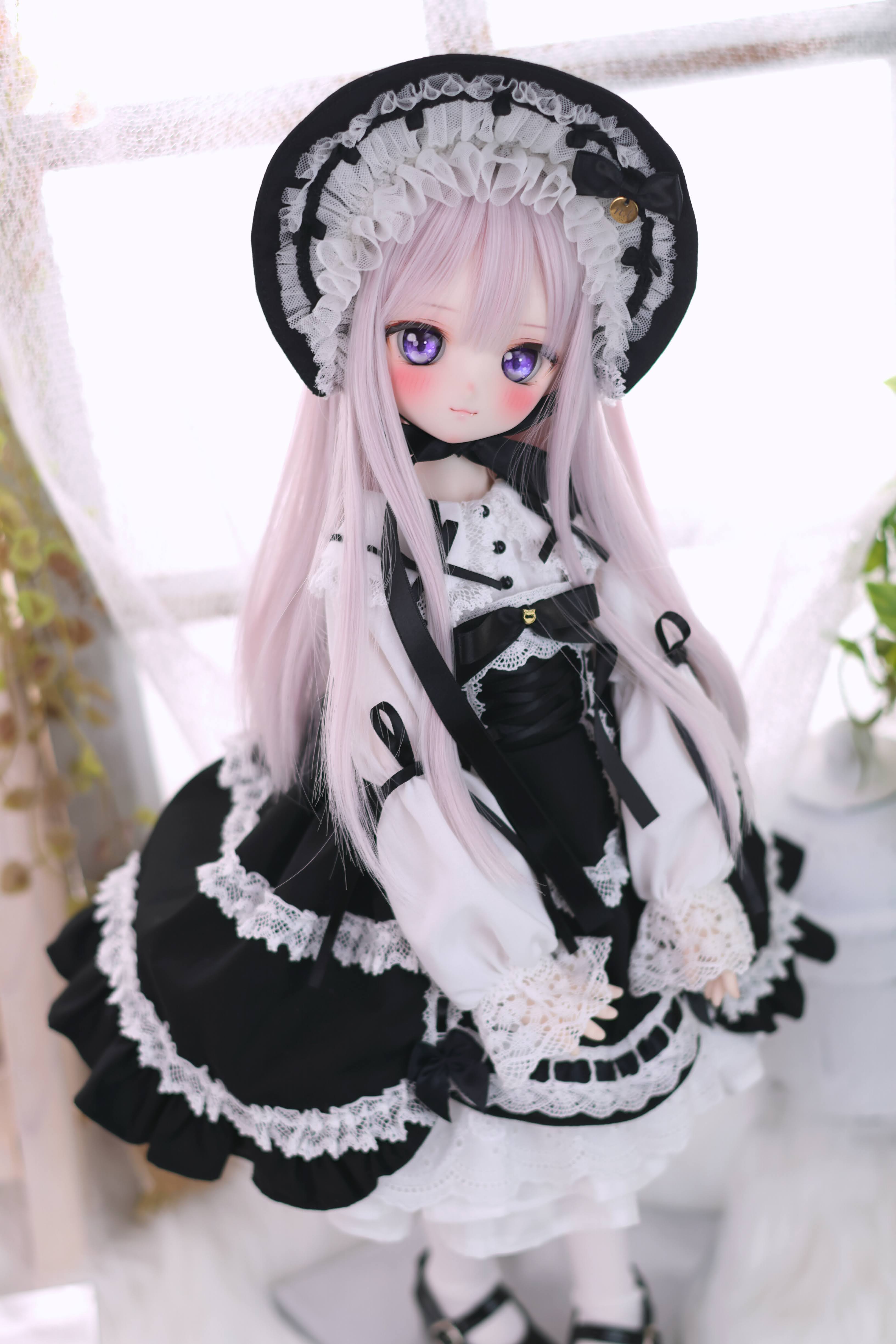懐古ロリィタ ボンネット単品（黒）｜Mini Dollfie Dream・KUMAKO