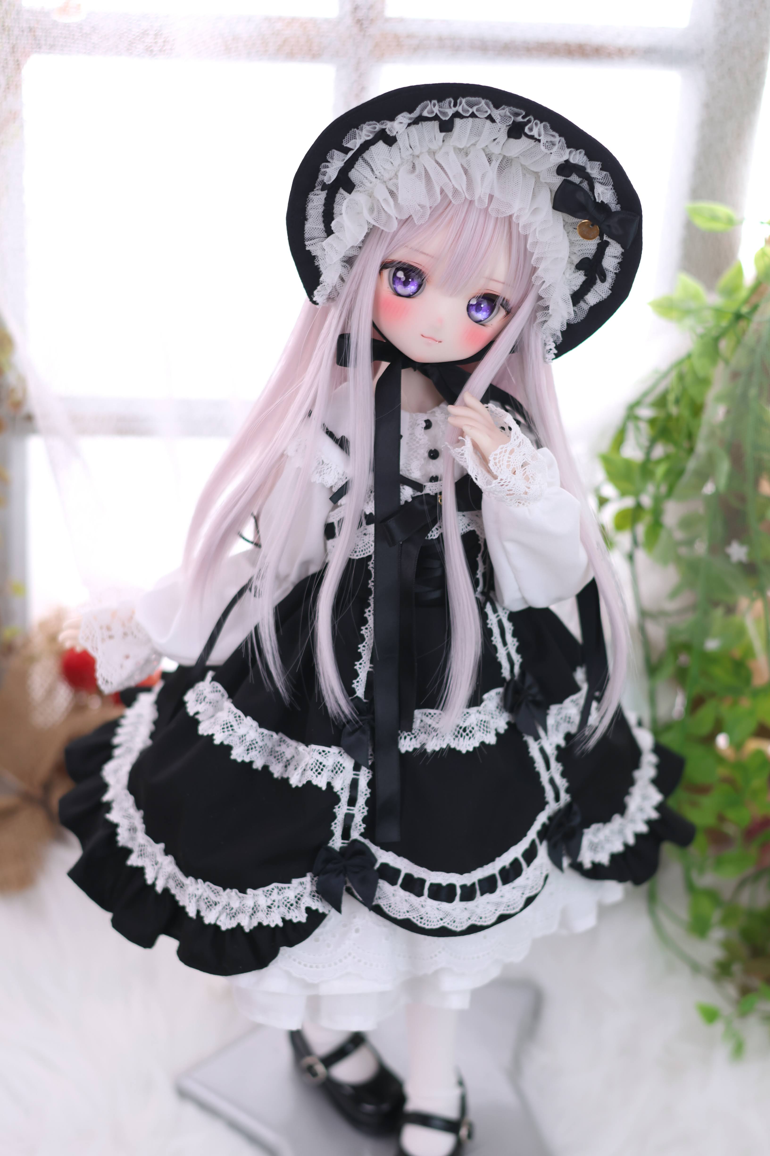 懐古ロリィタ ボンネット単品（黒）｜Mini Dollfie Dream・KUMAKO