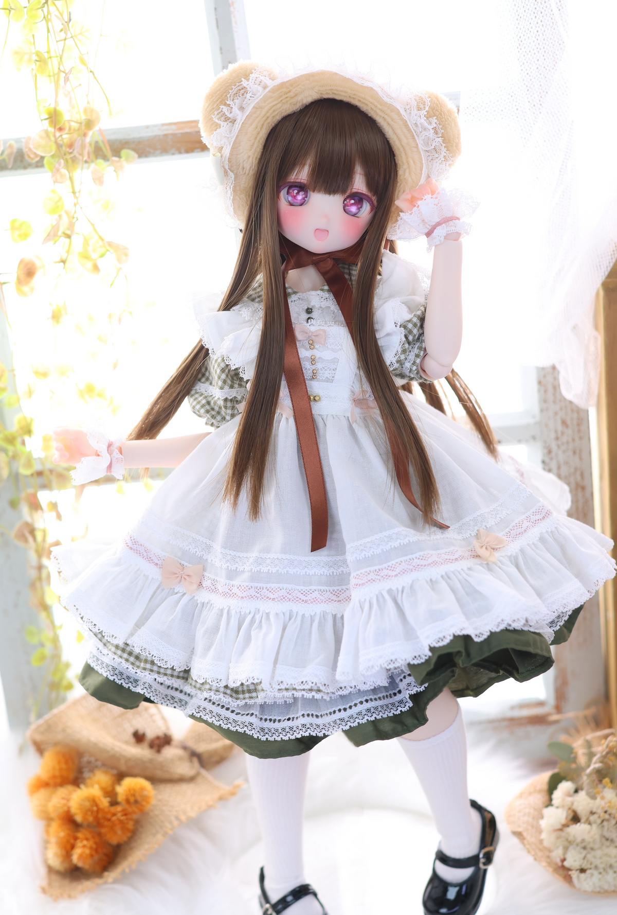 Honey Bear Picnic Set (Green) | Mini Dollfie Dream · 1/4 TinyFox PEKO · KUMAKO