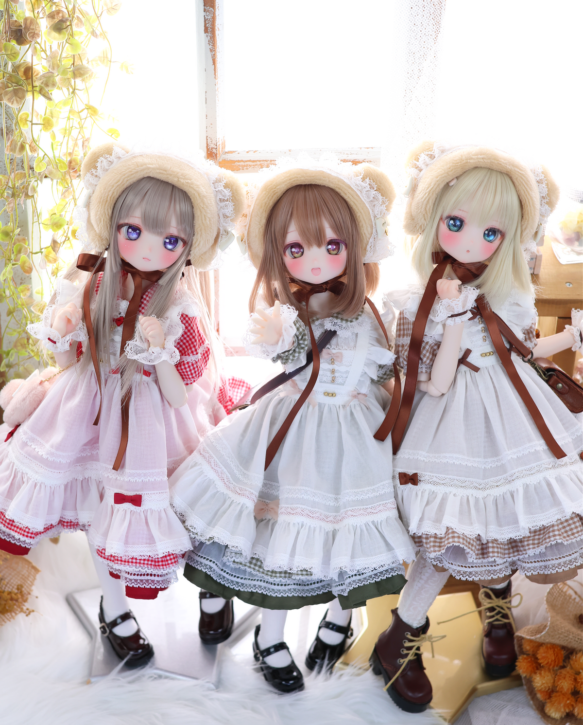 Honey Bear Picnic Set (Green) | Mini Dollfie Dream · 1/4 TinyFox PEKO · KUMAKO