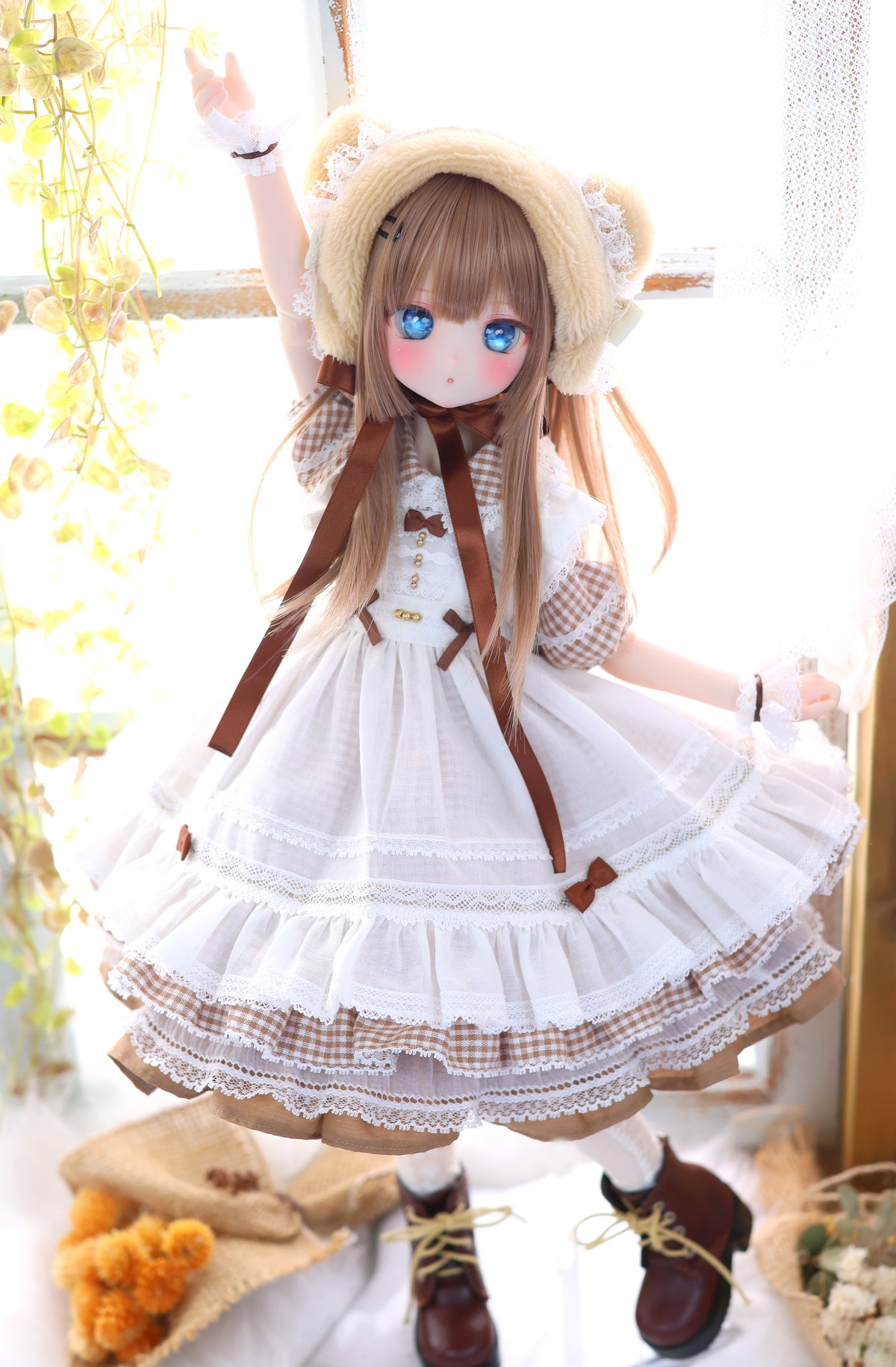 ハニベア・ピクニックセット（ブラウン）｜Mini Dollfie Dream ・ 1/4TinyFox PEKO・KUMAKO