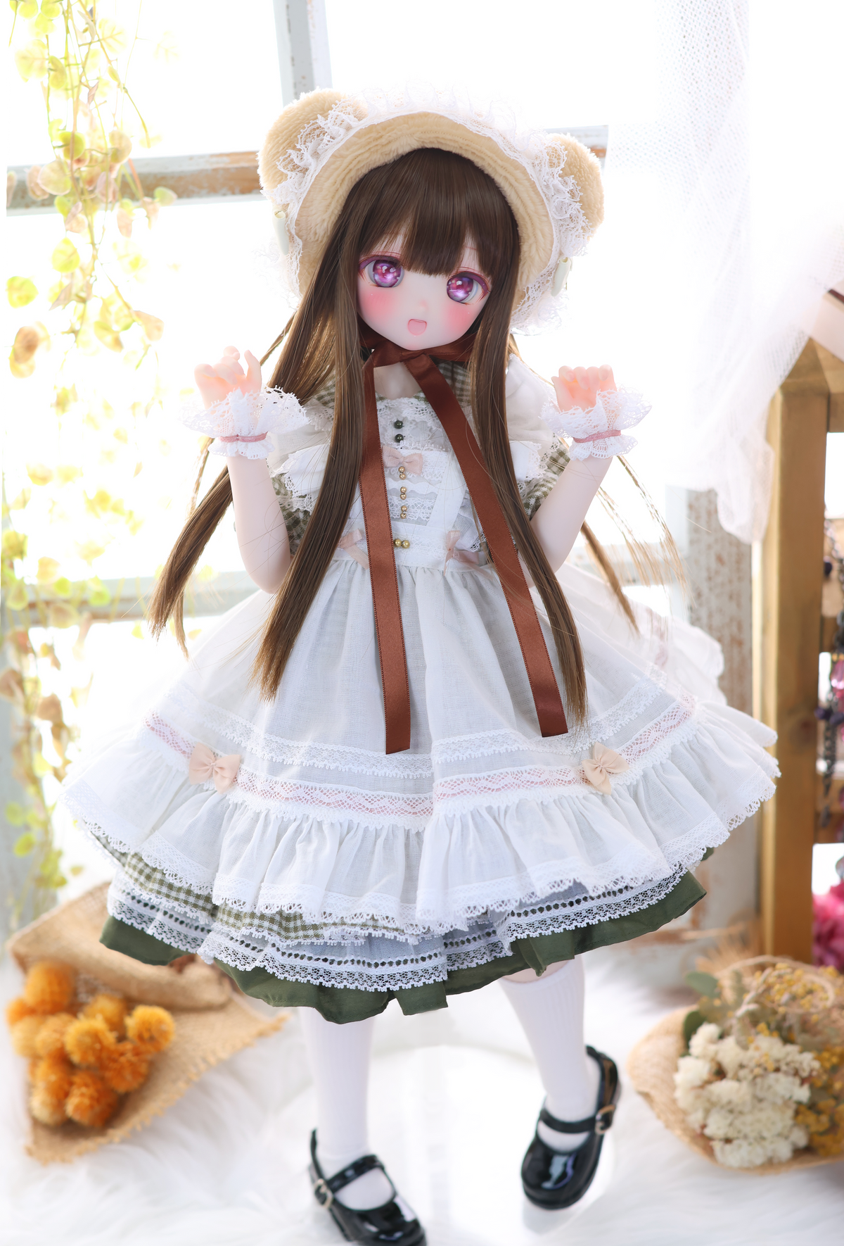 Honey Bear Picnic Set (Green) | Mini Dollfie Dream · 1/4 TinyFox PEKO · KUMAKO