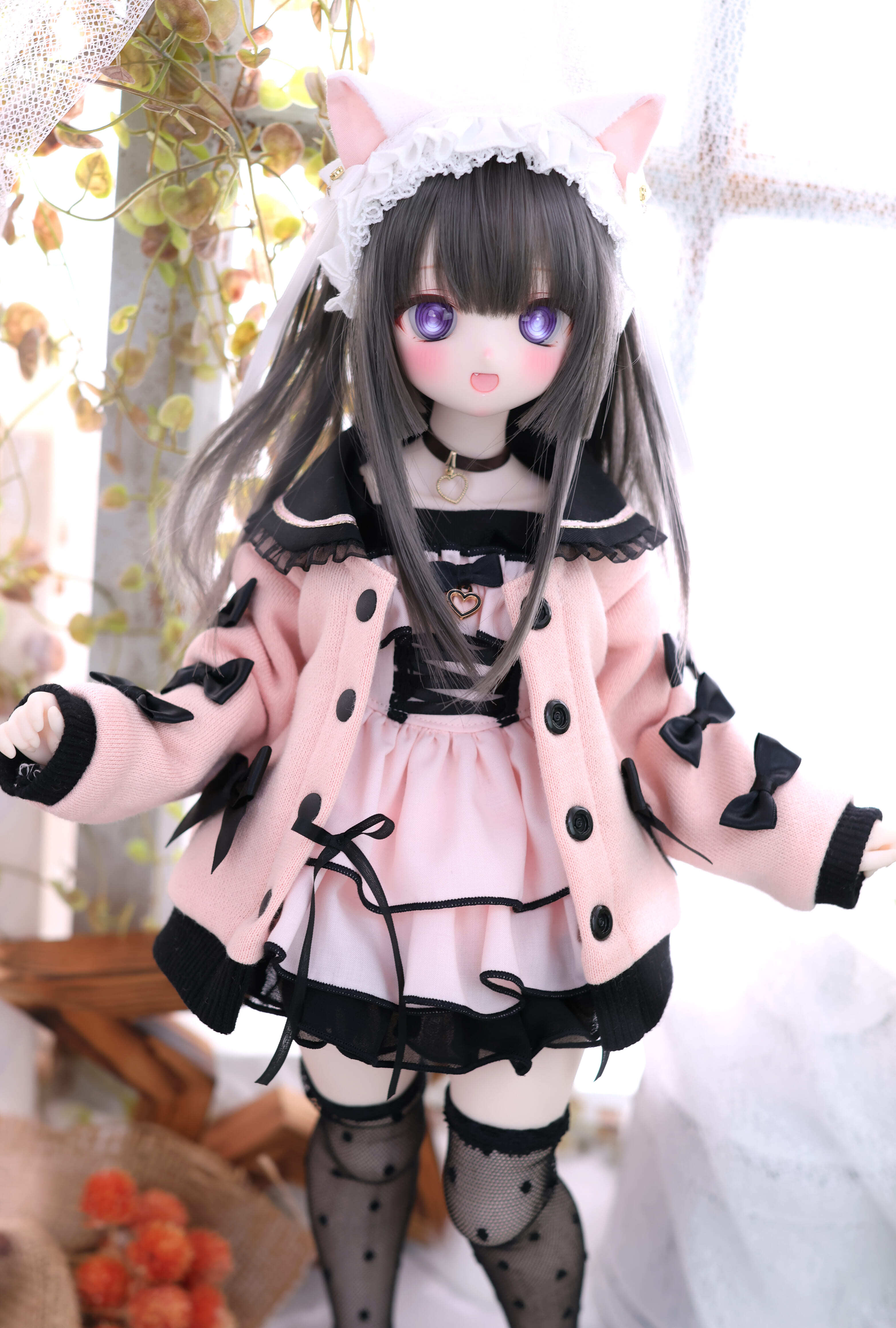 ディーラー様製 MDD カチューシャ HAKO エトワールの砂糖菓子 ネコ耳カチューシャ ドール用 白/黒/白黒 | nanairotentou